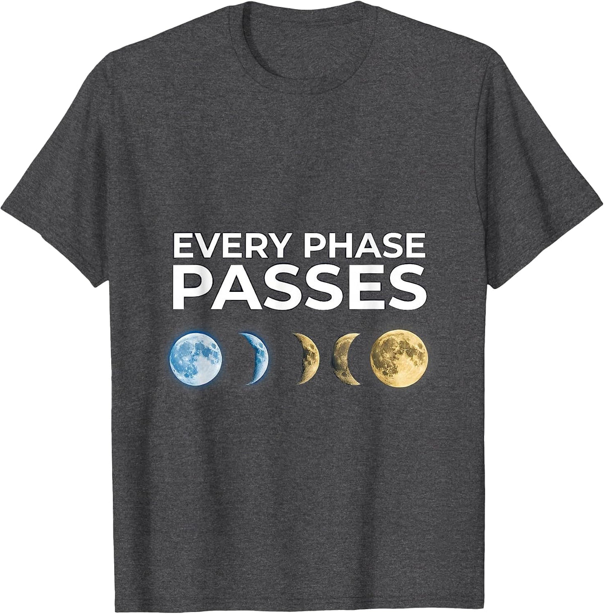 Men's Every Phase Passes Cosmic Moon Phases Astronomy Celestial T-Shirt - Dark Heather Grey