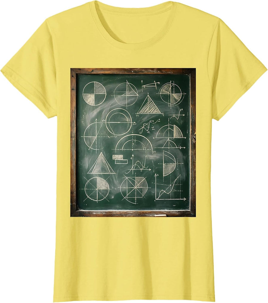 Math Equations Chalkboard Graphic Tee T-Shirt - Lemon Yellow