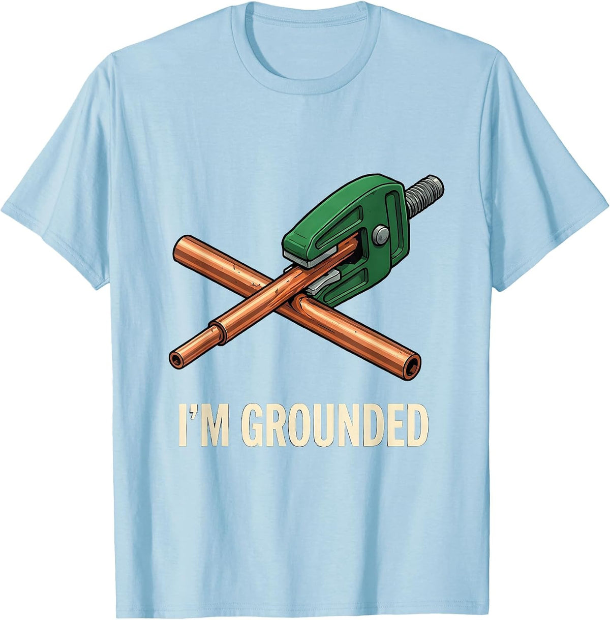 Men's I'm Grounded Funny Electrician Engineer Tech Worker Deadpan T-Shirt - Baby Blue