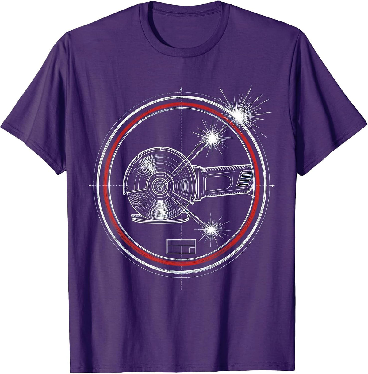Men's Grinding Wheel Sparks Flying Illustration T-Shirt - Purple