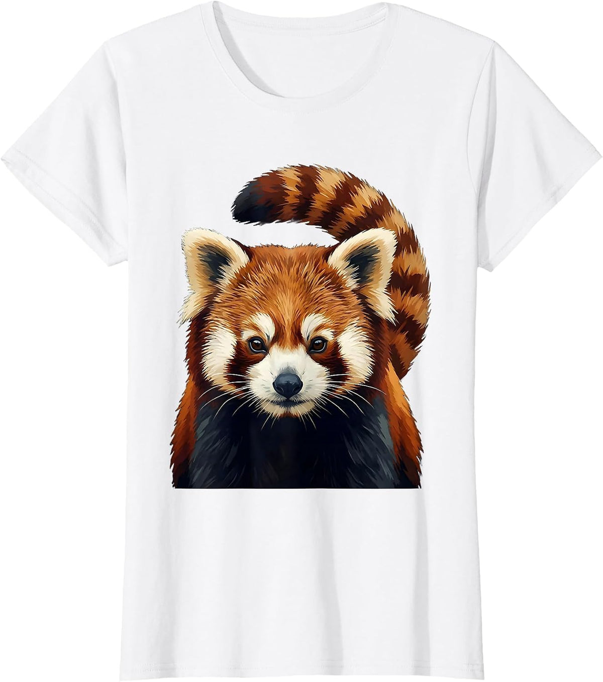 Women's Red Panda Portrait Wildlife Art Animal Lover Gift T-Shirt - White