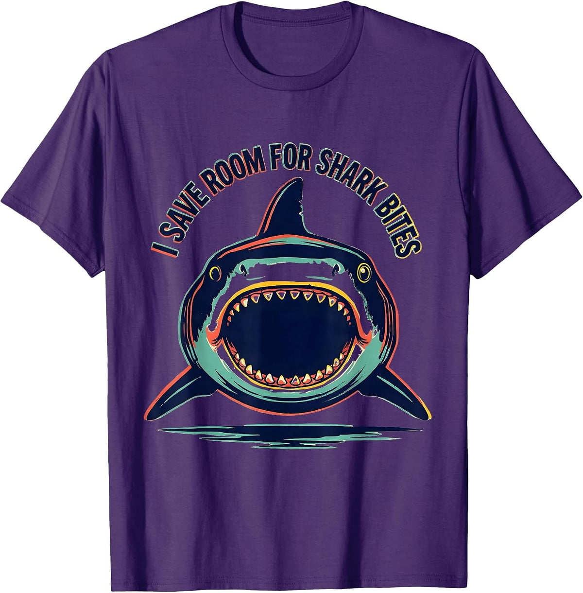 Men's I Save Room For Shark Bites Funny Shark Lover Ocean Wildlife T-Shirt - Purple
