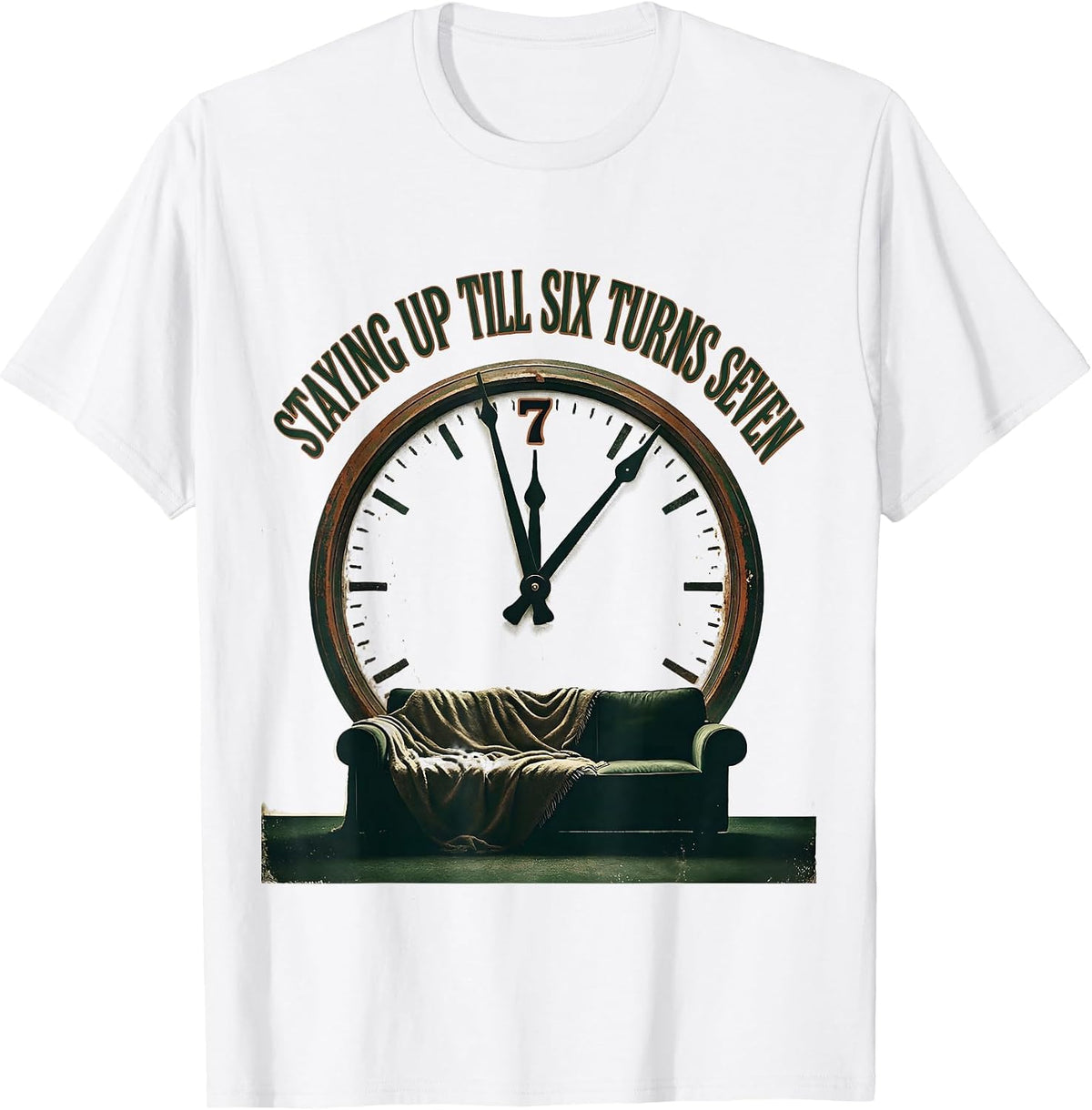 Men's Staying Up Till Six Turns Seven Vintage Funny Kids NYE 2026 T-Shirt - White