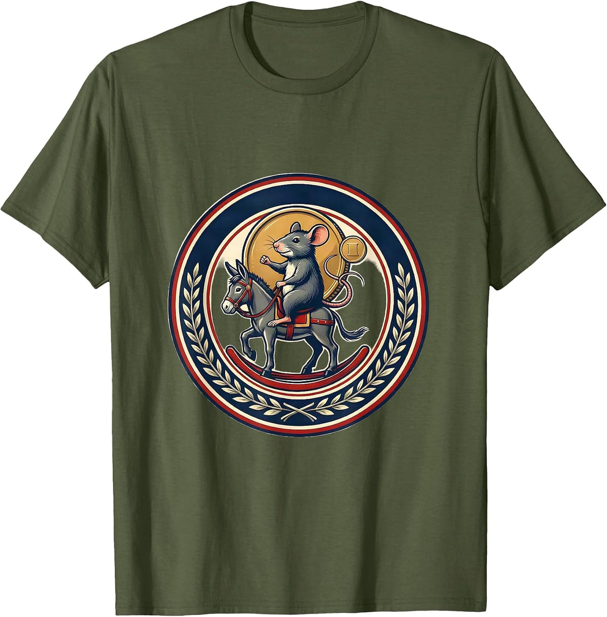 Rat On Donkey Seal Irreverent Humor Animal Lover Gift T-Shirt - Olive Green