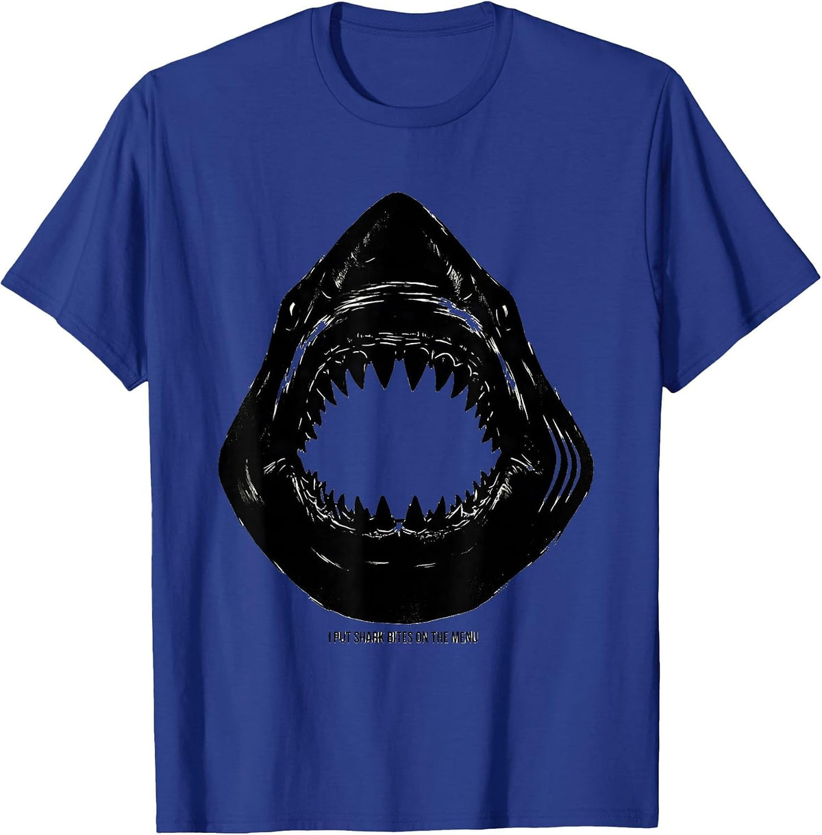Men's I Put Shark Bites On The Menu Funny Shark Lover Ocean T-Shirt - Royal Blue