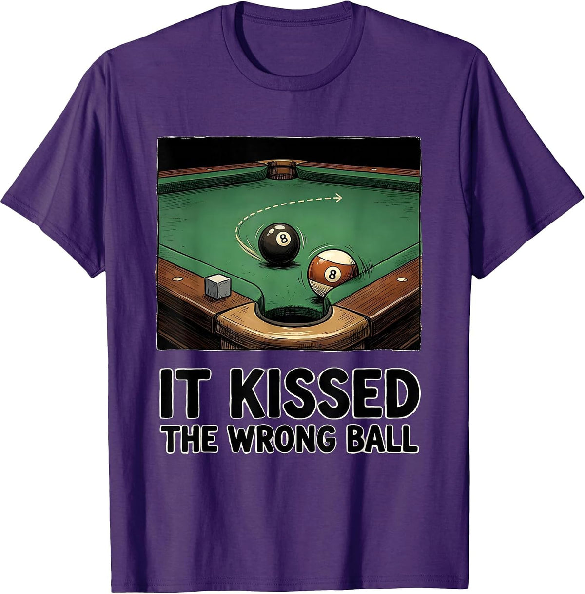 Men's It Kissed The Wrong Ball Funny Billiards Player Gift T-Shirt - Purple