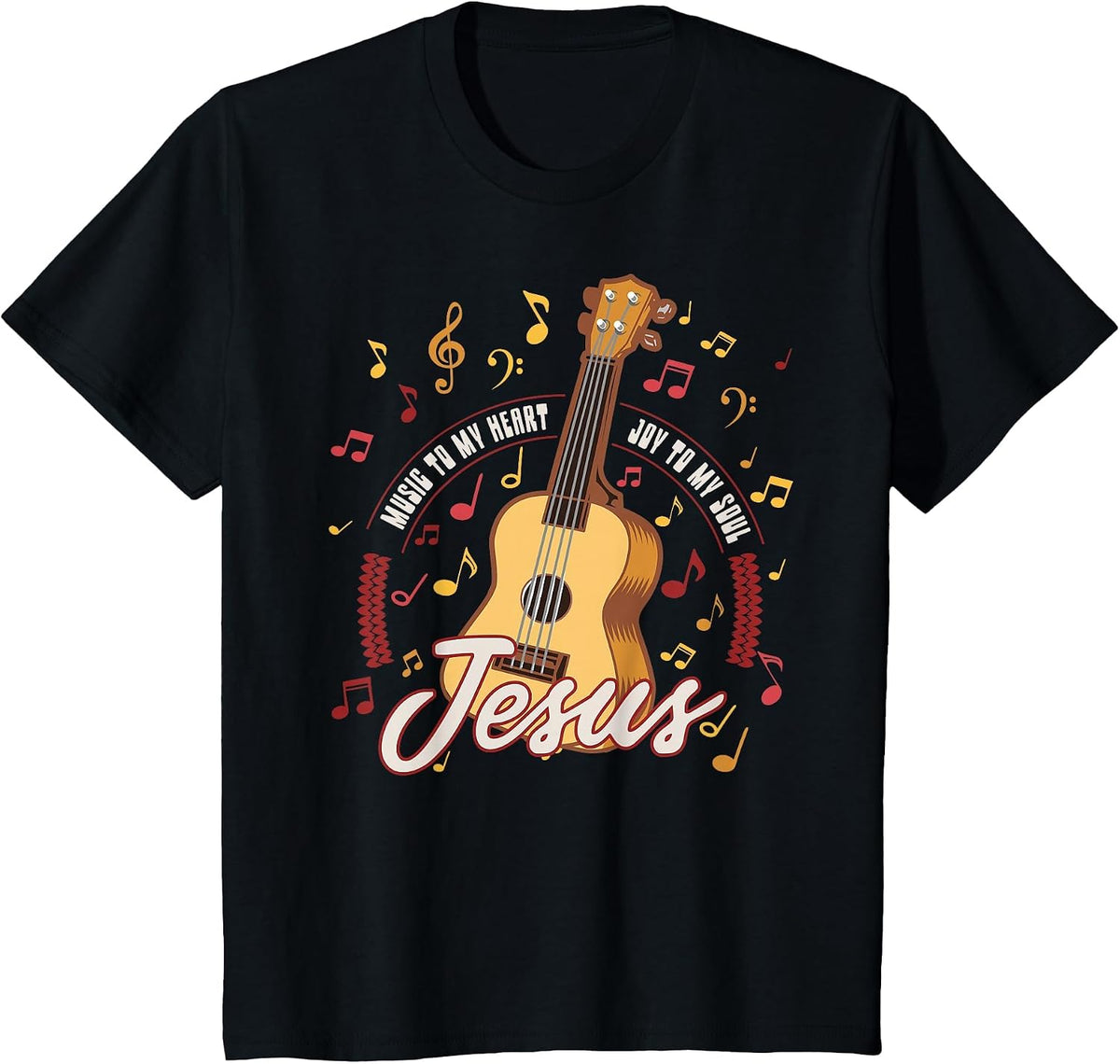 Jesus is The Music of My Heart Guitar Christian T-Shirt - Black