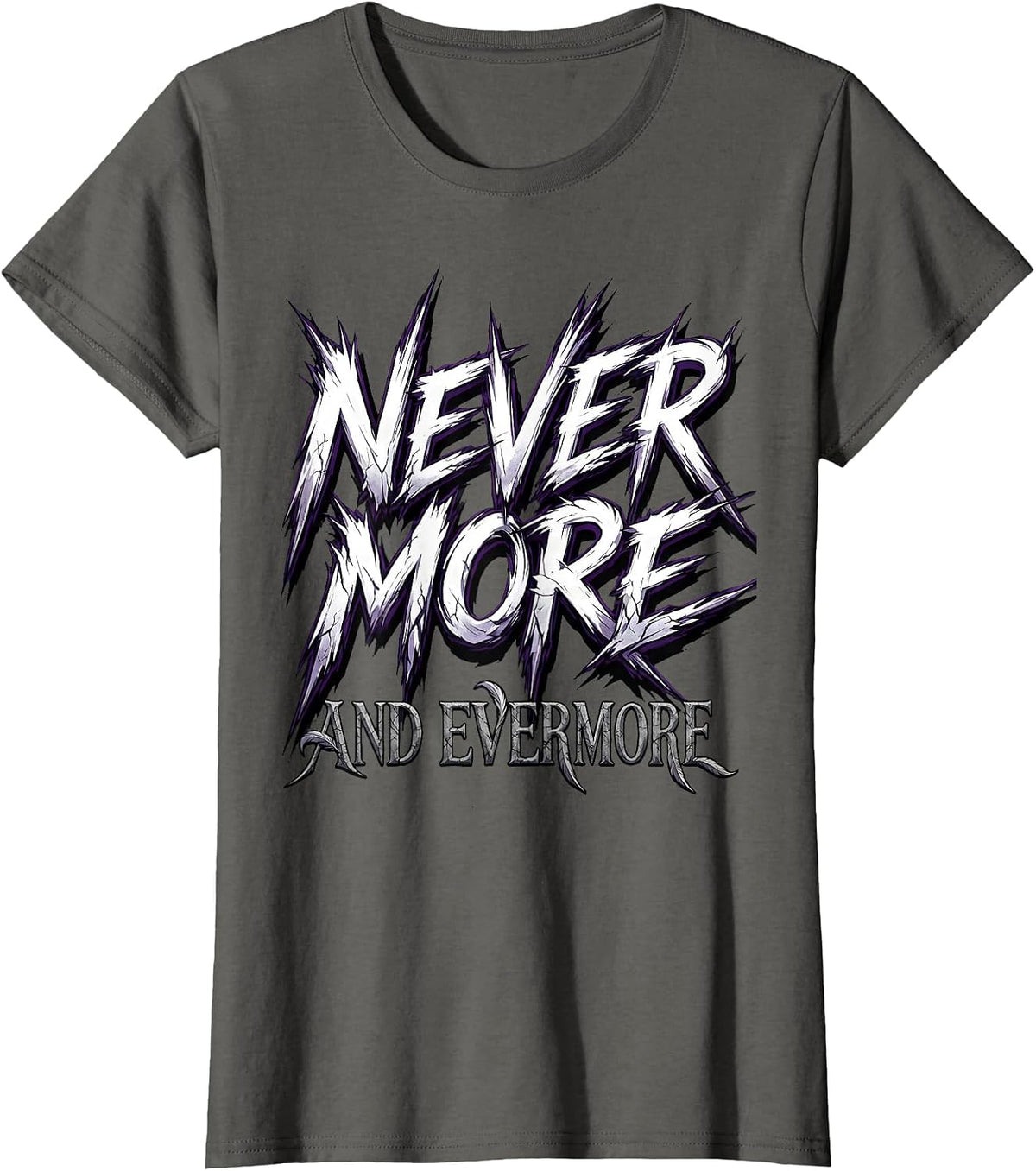Women's Nevermore Evermore Gothic Raven Halloween Design T-Shirt - Asphalt Grey