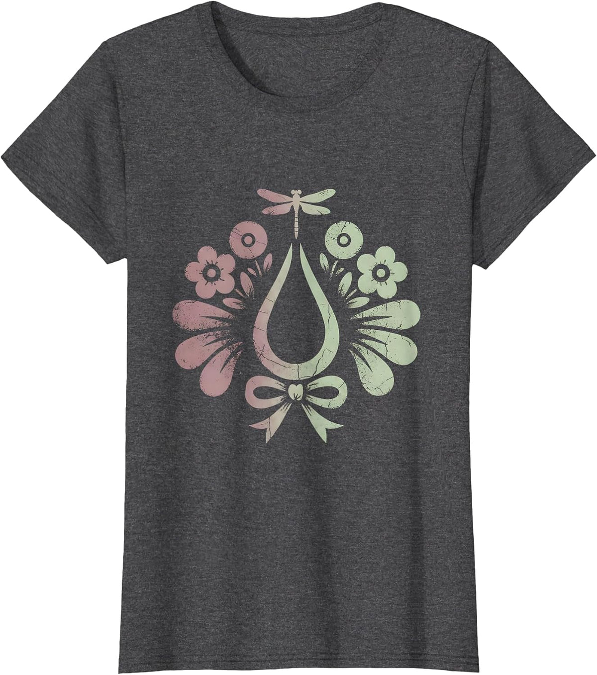 Women's Feminine Figure Diving Into Starry Ocean Graphic T-Shirt - Dark Heather Grey