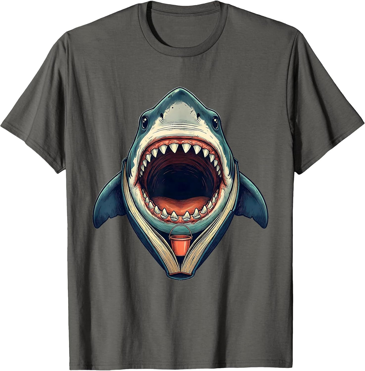 Storybook Shark Jaw Funny Halloween Costume T-Shirt - Asphalt Grey