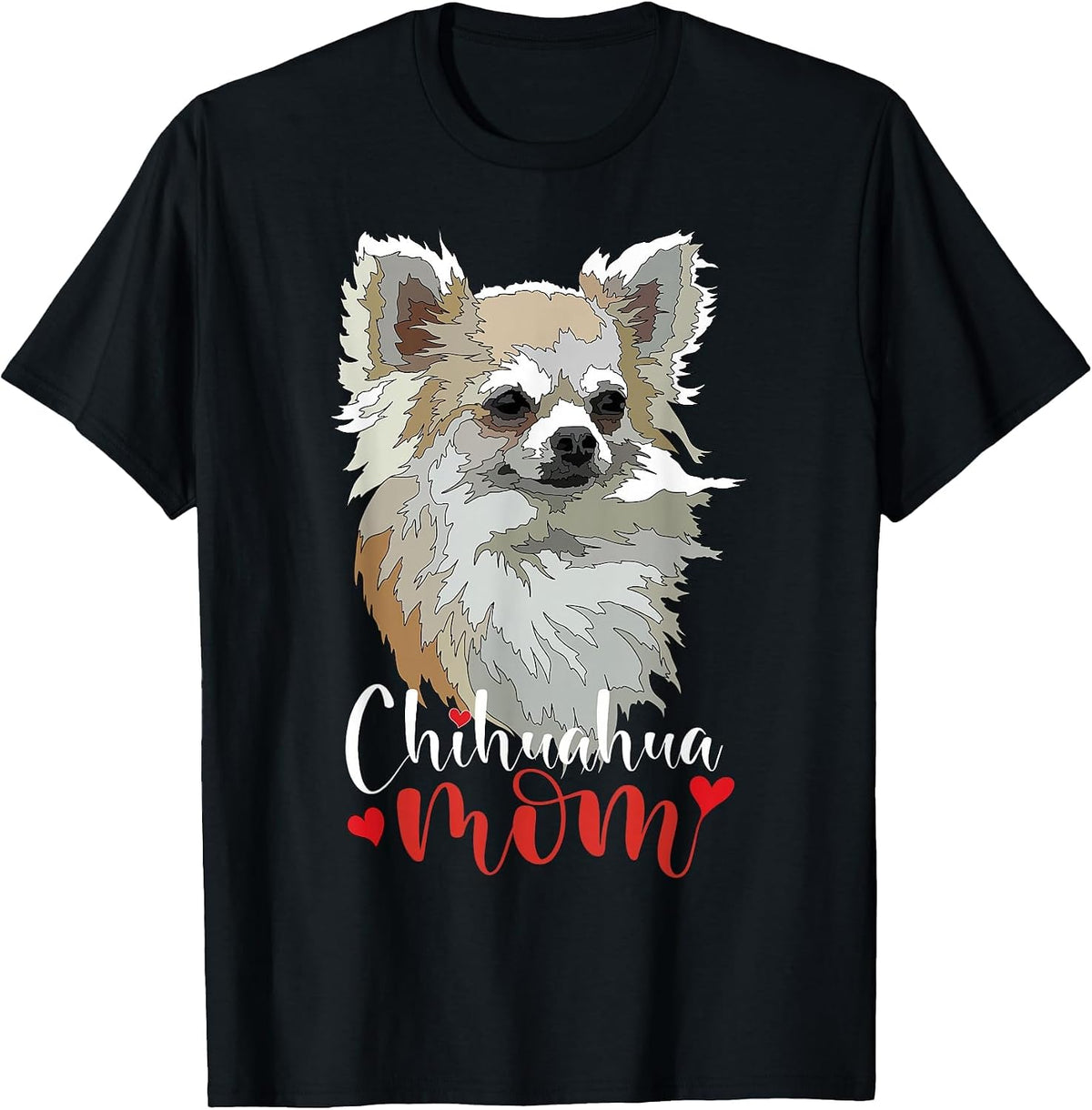 Chihuahua Mom Long Hair Chiwawa Mama Long Haired Chiwawa Dog T-Shirt - Black