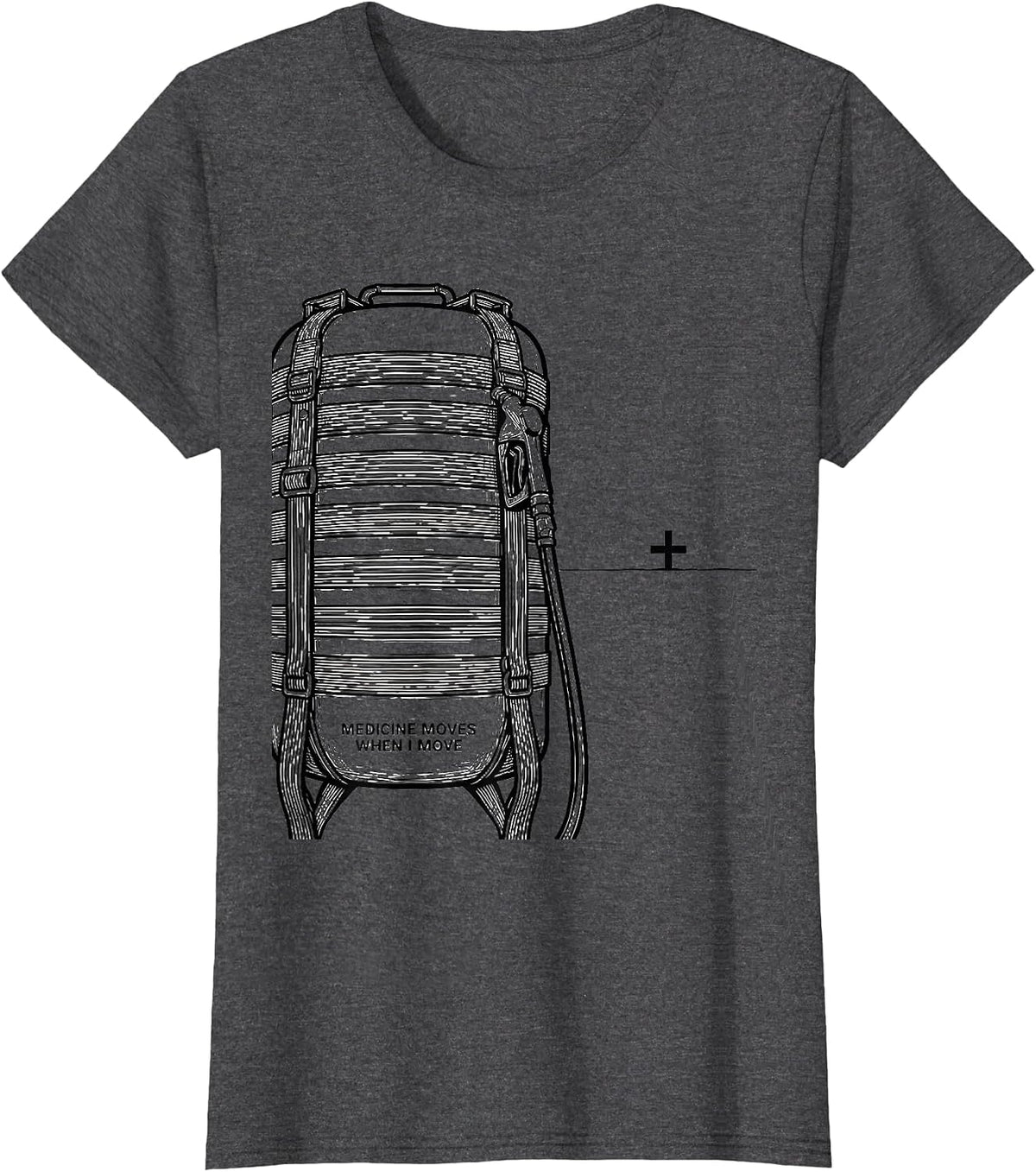 Women's Medicine Moves When I Move Patriotic Semi Truck Driver T-Shirt - Dark Heather Grey