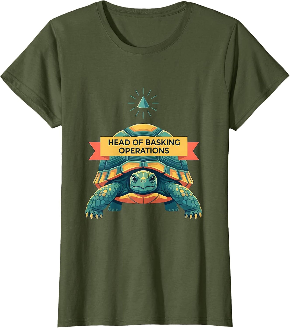 Head Of Basking Operations Funny Tortoise Pet Lover Humor T-Shirt - Olive Green