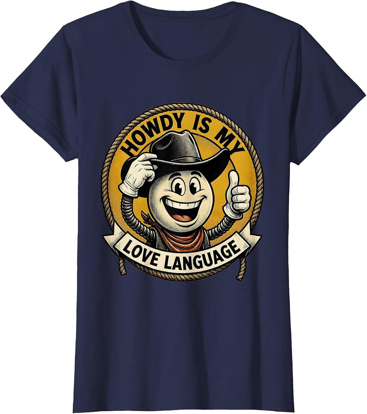 Women's Howdy Is My Love Language Western Design T-Shirt - Navy Blue
