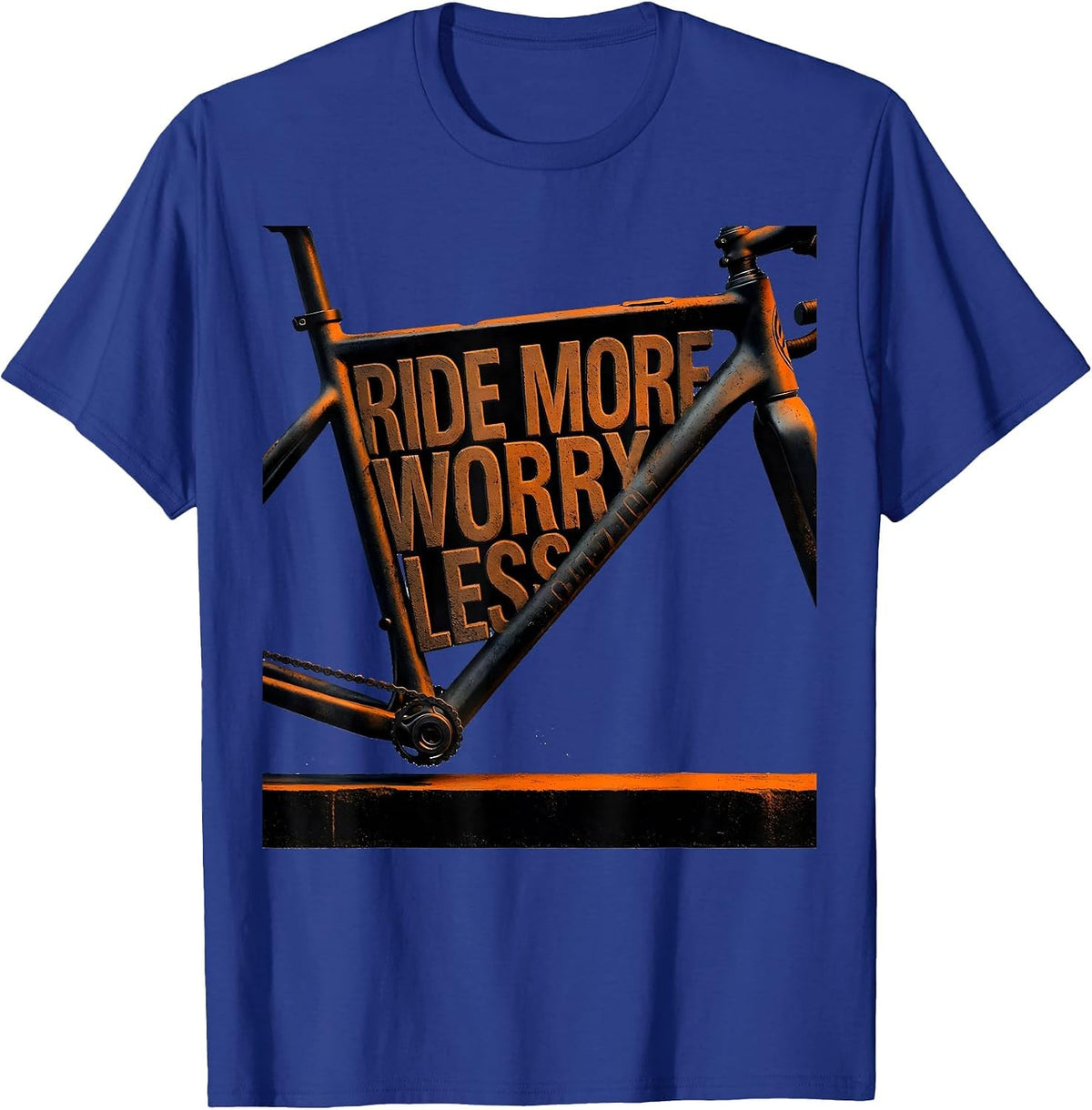 Ride More Worry Less Cycling Bike Design T-Shirt - Royal Blue