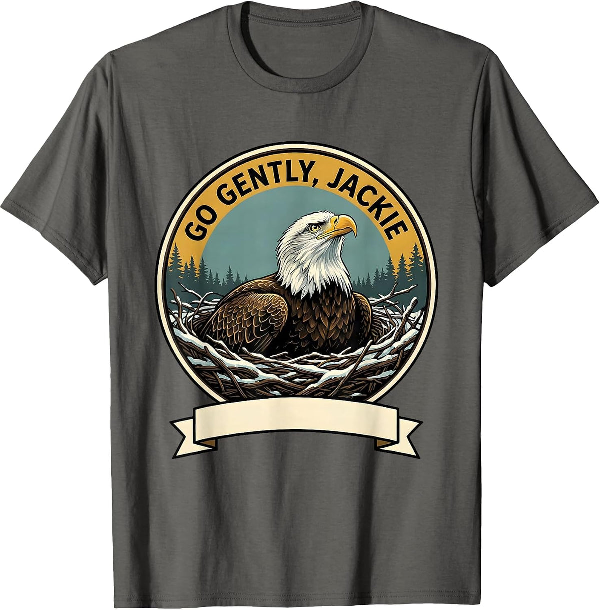 Men's Go Gently, Jackie Memorial Bald Eagle Tribute Wildlife T-Shirt - Asphalt Grey