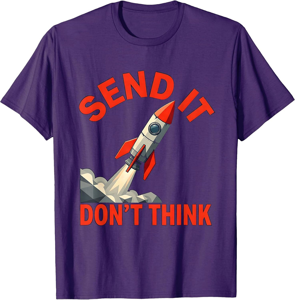 Men's Send It Don't Think Bold Action Graphic Design T-Shirt - Purple