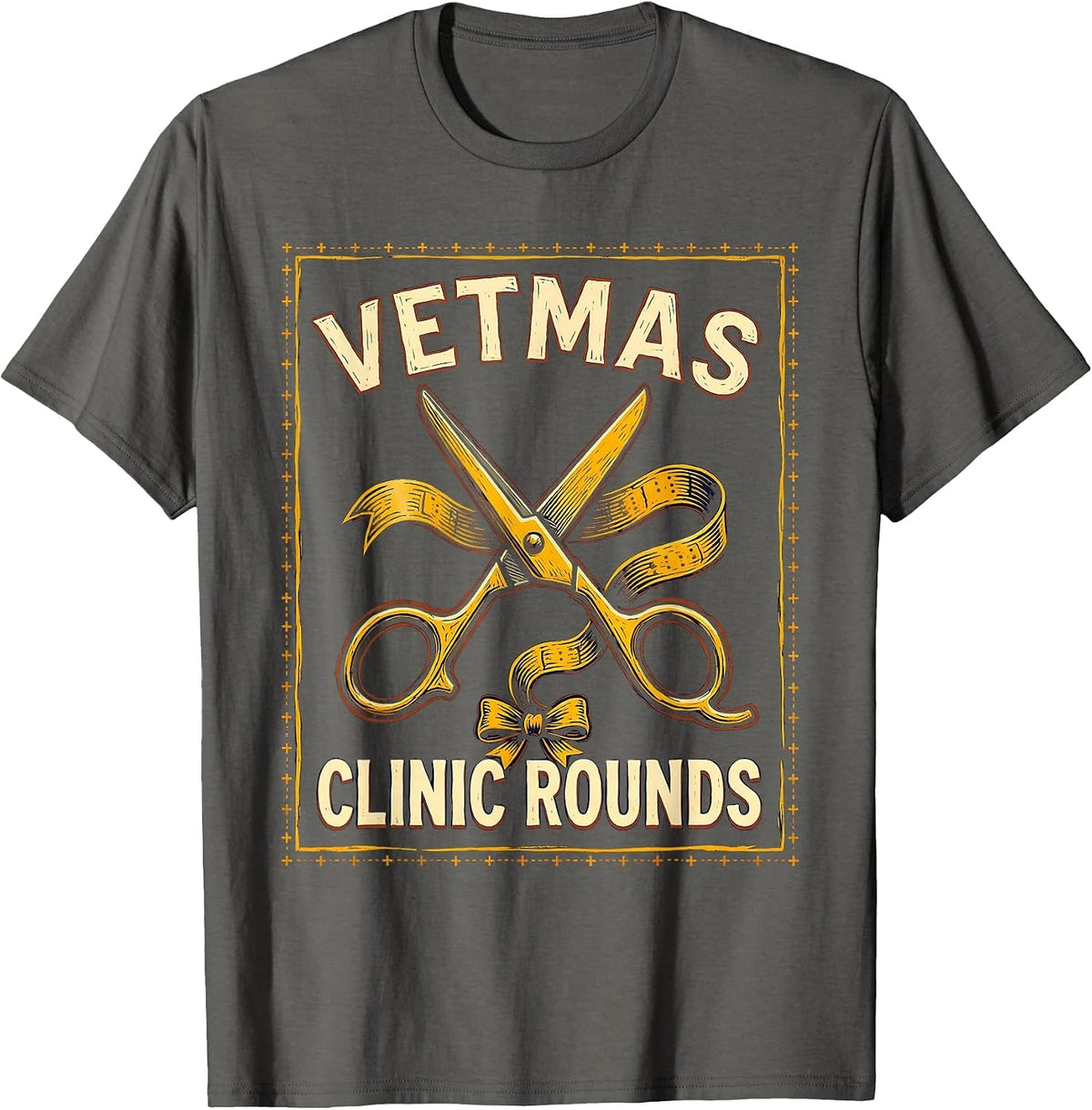 Vetmas Clinic Rounds Funny Vet Tech Christmas Veterinary T-Shirt - Asphalt Grey