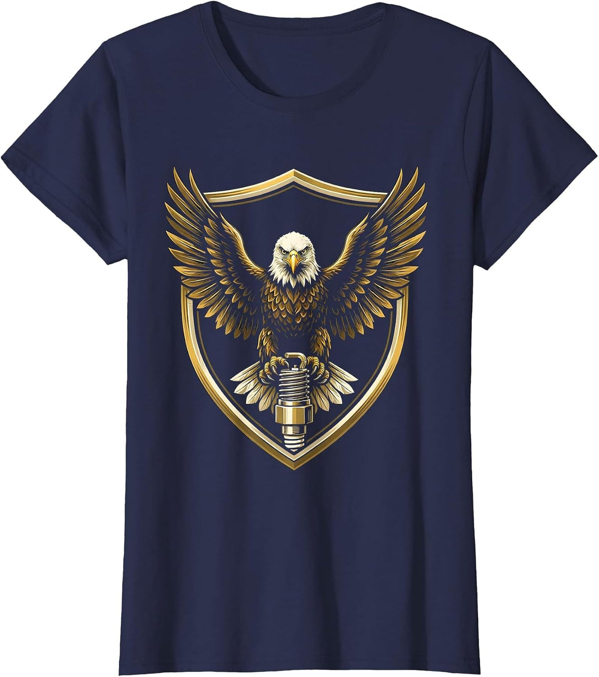 Women's Valley Forge Automotive Bald Eagle Spark Plug T-Shirt - Navy Blue