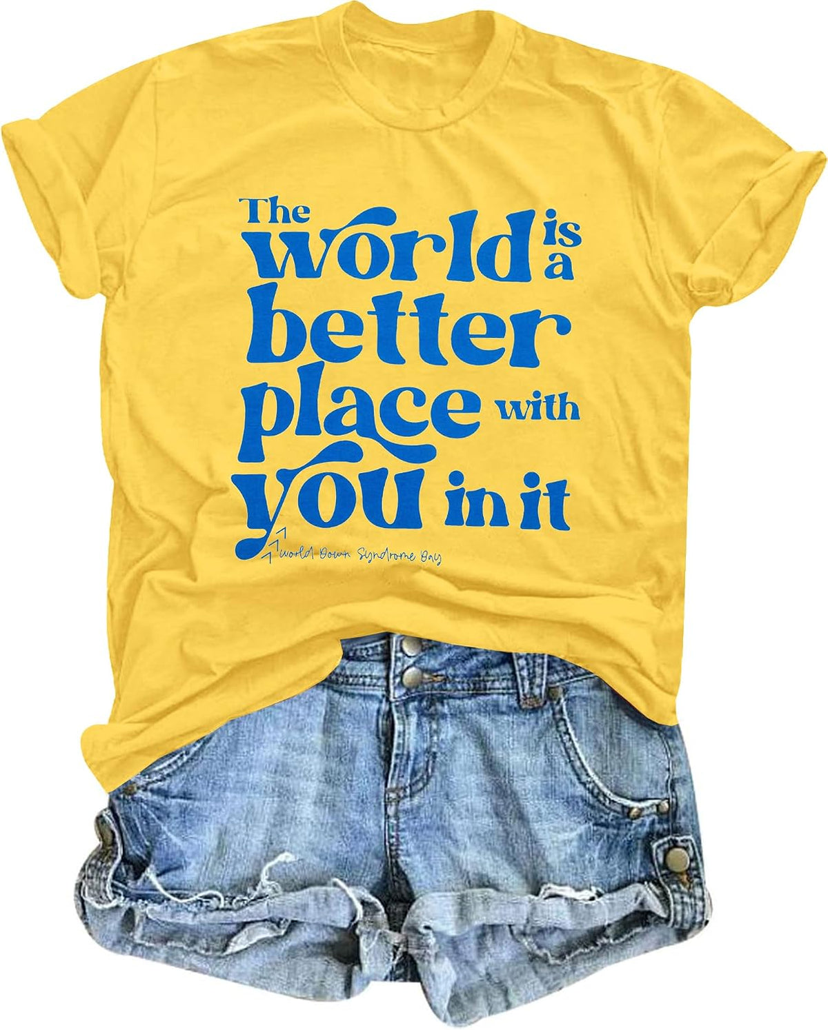 Down Syndrome Awareness Shirt Women Down Right Perfect Shirt Love Heart Ribbon Tee Inspirational Saying Tops - Yellow