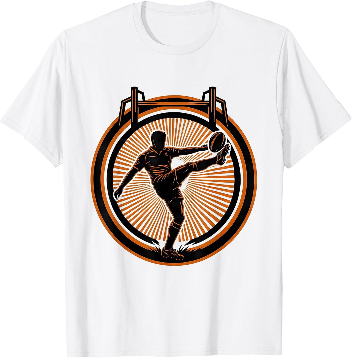 Men's Rugby Conversion Kick at Sunset Graphic T-Shirt - White