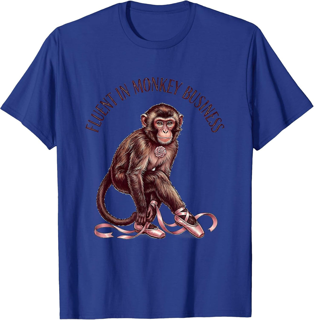 Men's Fluent In Monkey Business Funny Monkey Design T-Shirt - Royal Blue