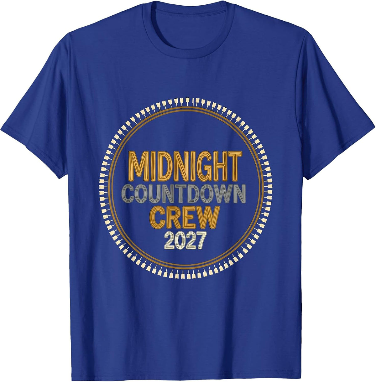 Men's Midnight Countdown Crew 2027 Festive Family Pajama Party New T-Shirt - Royal Blue
