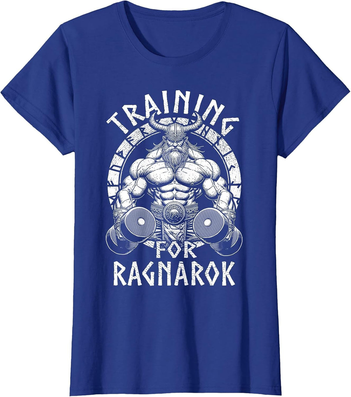 Training for Ragnarok Viking Gym Warrior Norse Fitness T-Shirt - Royal Blue