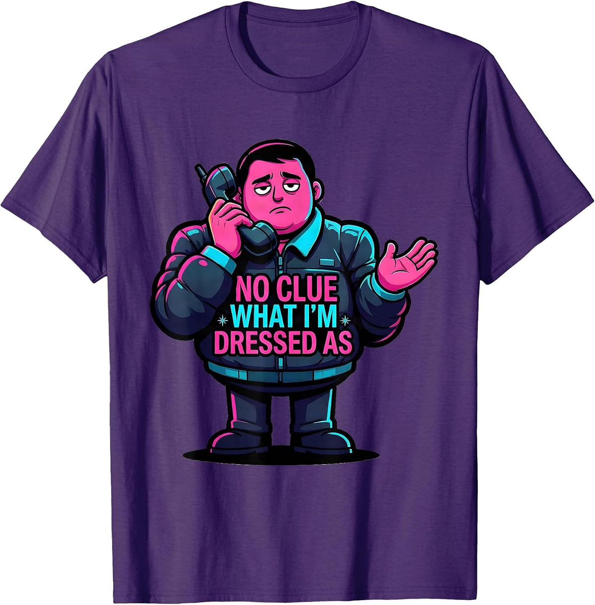 No Clue What I'm Dressed As Funny 80s Party Costume T-Shirt - Purple