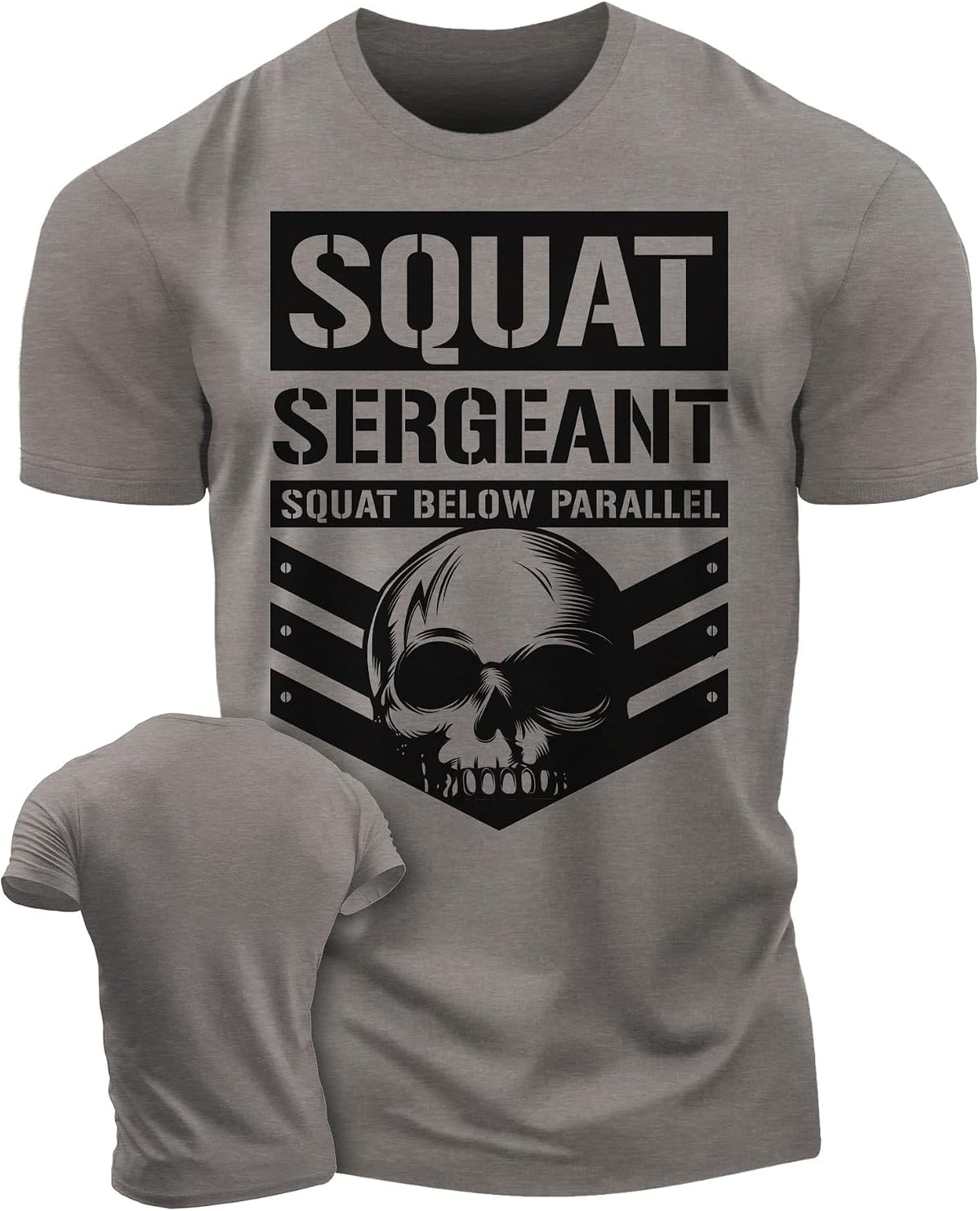 Workout Shirts for Men, Squat Sergeant Squat Below Parallel Gym Shirt, Funny Lifting T-Shirt - 5. Squat Sergeant Warm Grey