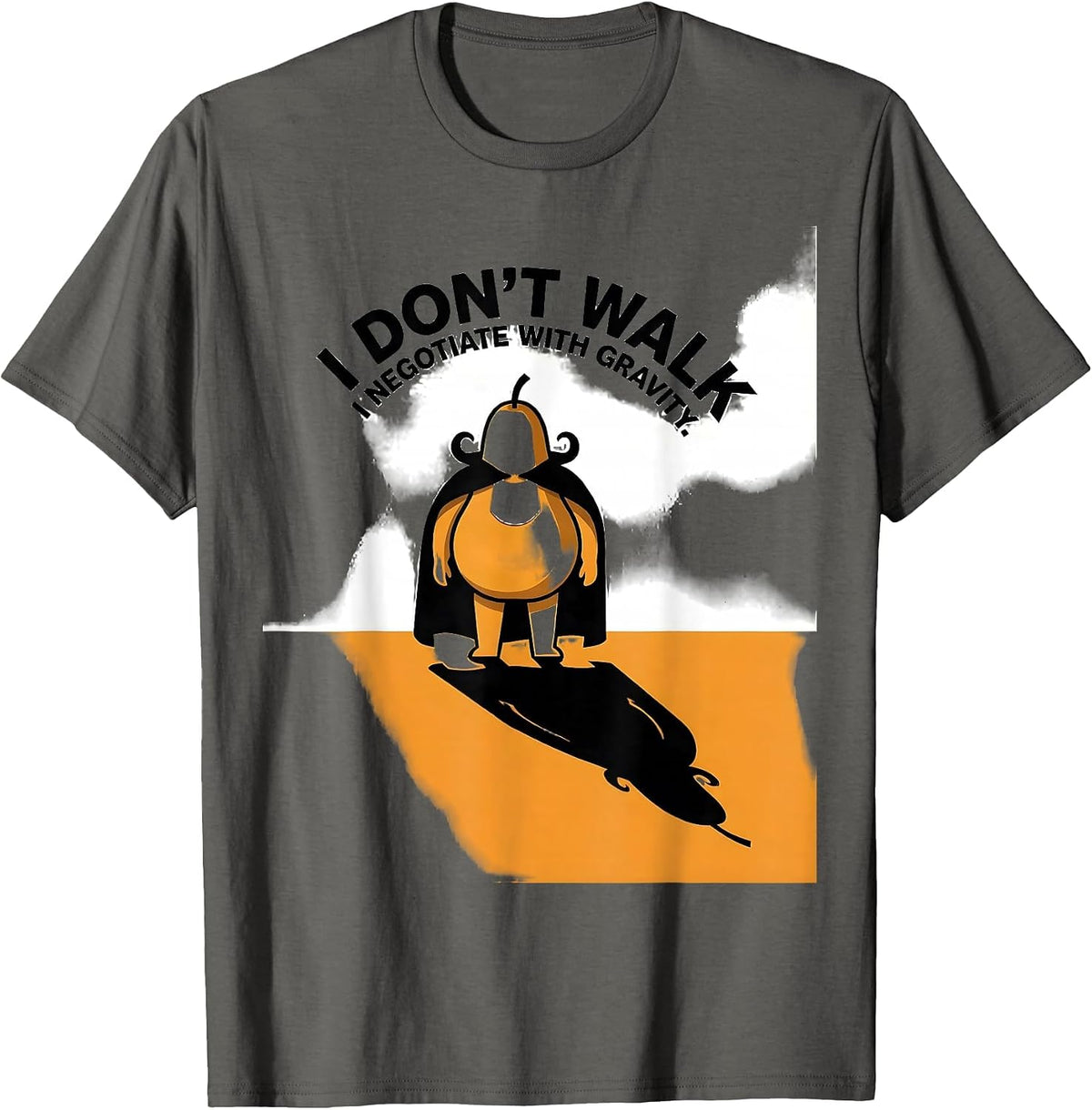 Men's I Don't Walk, I Negotiate With Gravity Funny Penguin Lover T-Shirt - Asphalt Grey