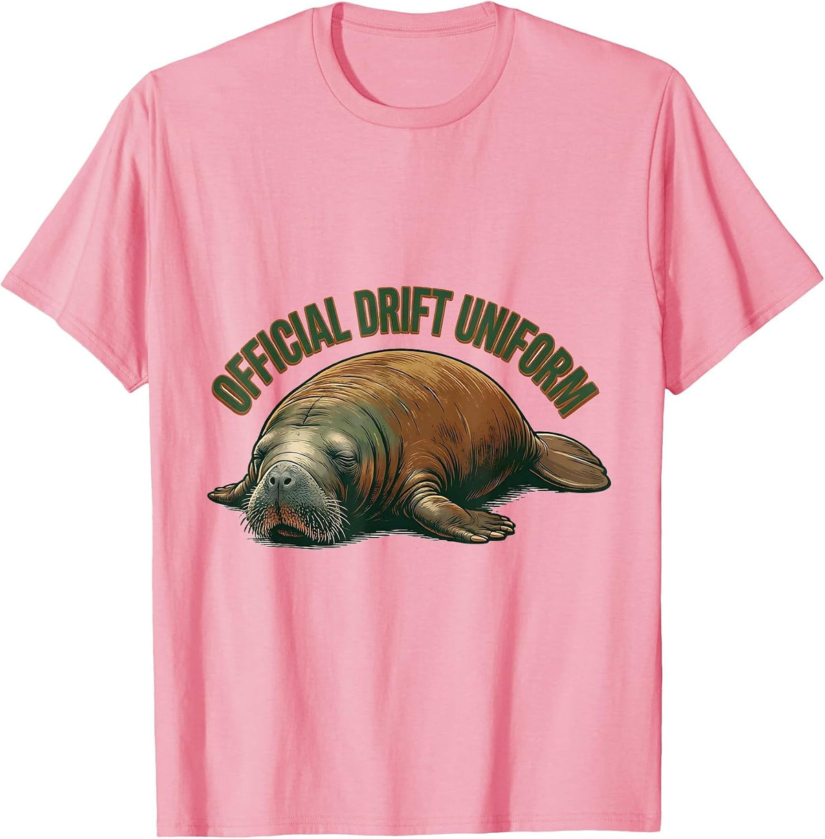Men's Official Drift Uniform Vintage Manatee Sea Cow Wildlife T-Shirt - Pink