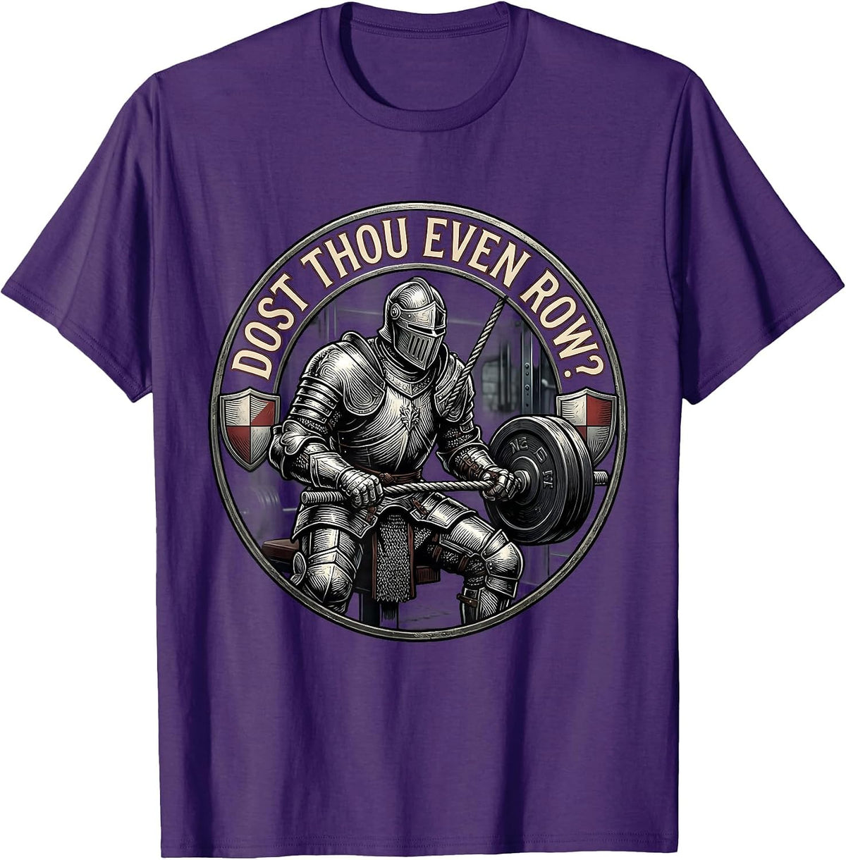 Men's Dost Thou Even Row Funny Medieval Gym Lifting Workout Humor T-Shirt - Purple