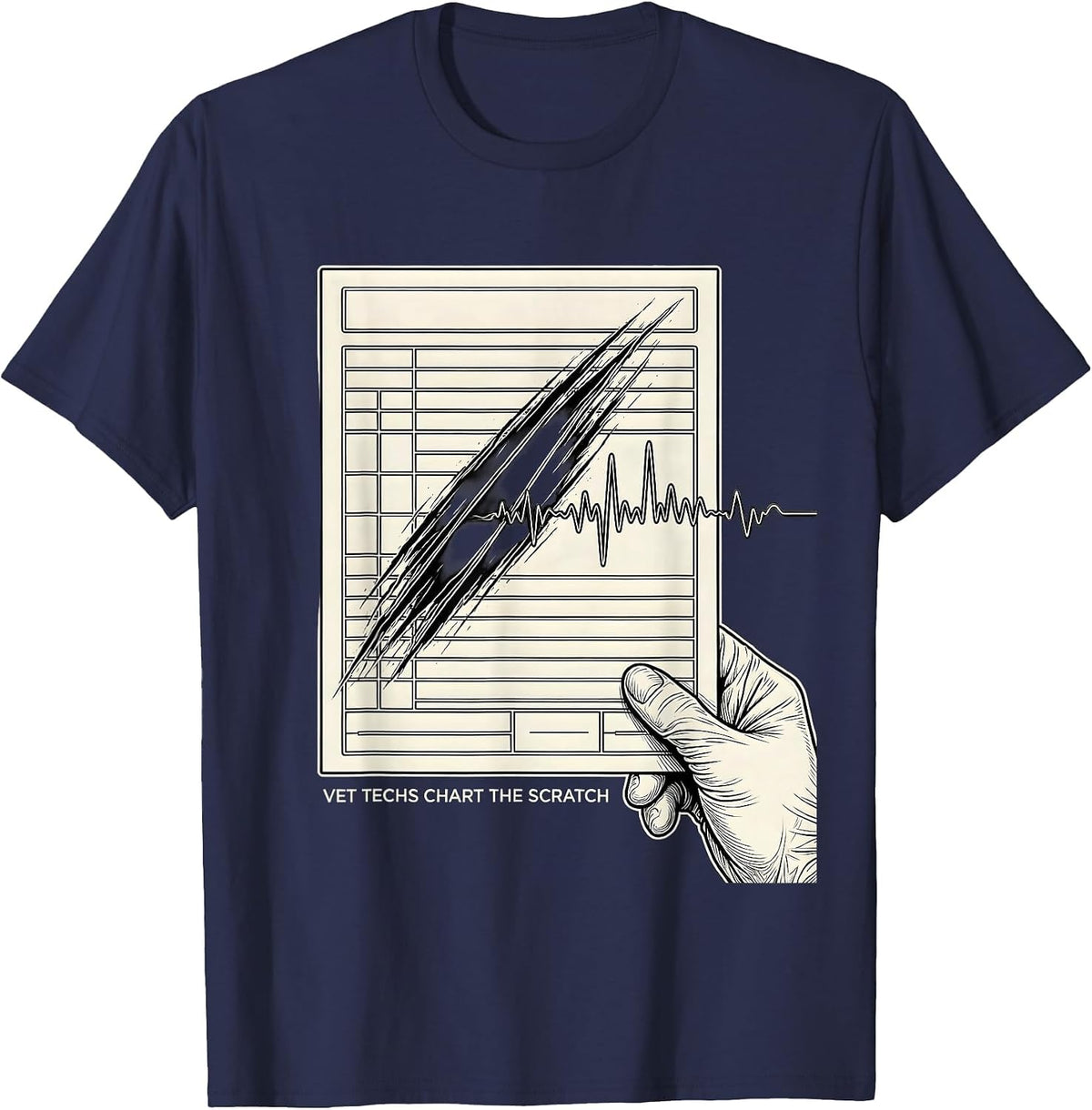 Men's Vet Techs Chart The Scratch Funny Veterinary Technician T-Shirt - Navy Blue
