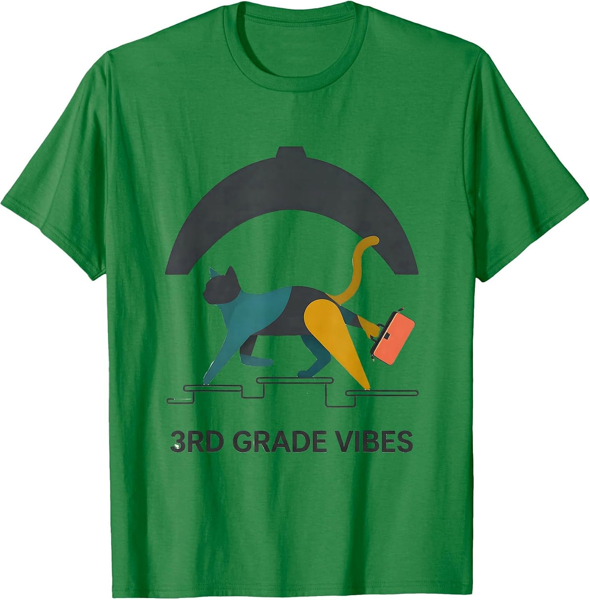 Men's 3rd Grade Vibes Cute Cat Lover Back To School Girls Kids T-Shirt - Kelly Green