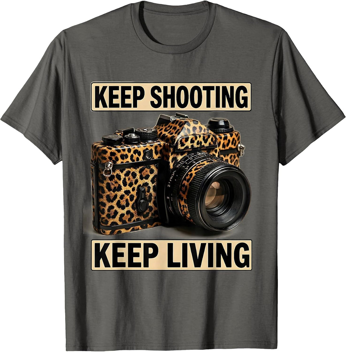 Men's Keep Shooting Keep Living Photography Design T-Shirt - Asphalt Grey