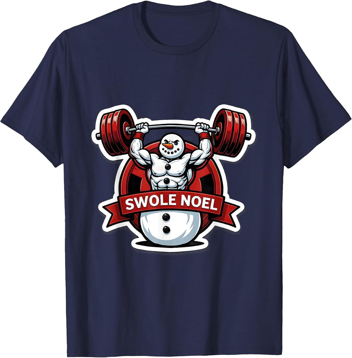 Men's Swole Noel Funny Christmas Gym Bodybuilding Workout T-Shirt - Navy Blue