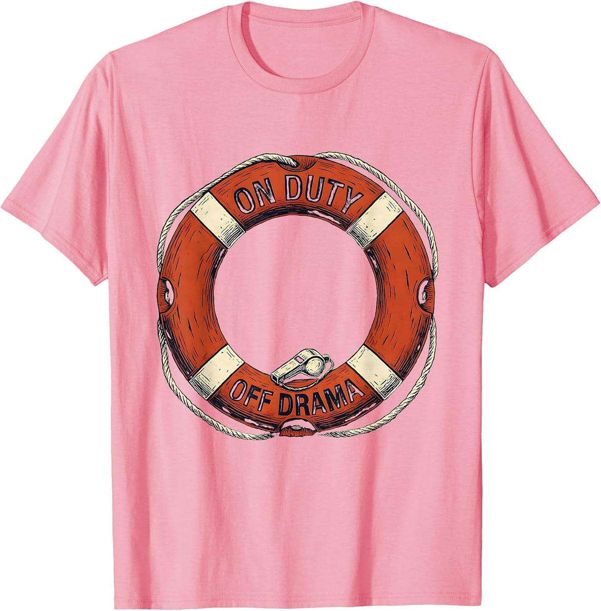 Men's Life Guard On Duty Off Drama Graphic Design T-Shirt - Pink