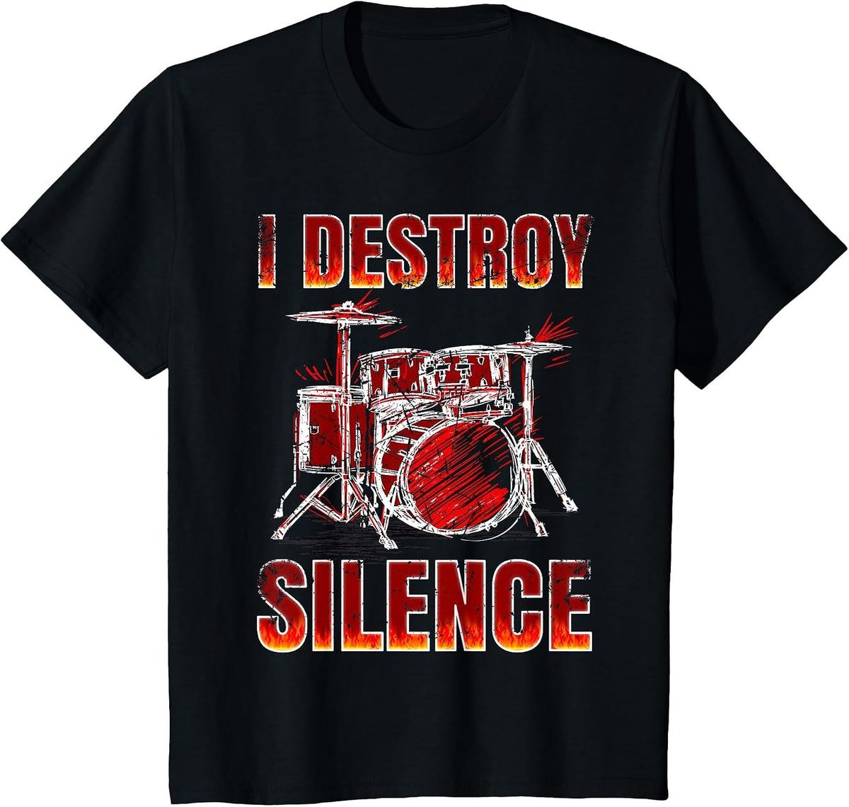 Drummer. Percussion. I Destroy Silence. T-Shirt - Black