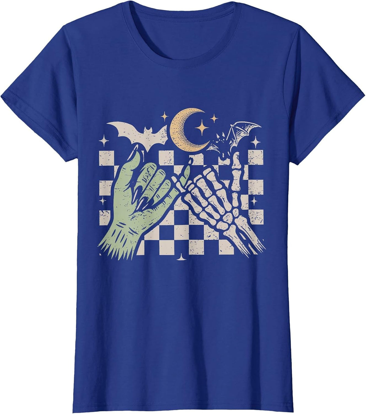 Pinky Promise Skeleton Bat Spooky Season Halloween Vibes T-Shirt - Royal Blue