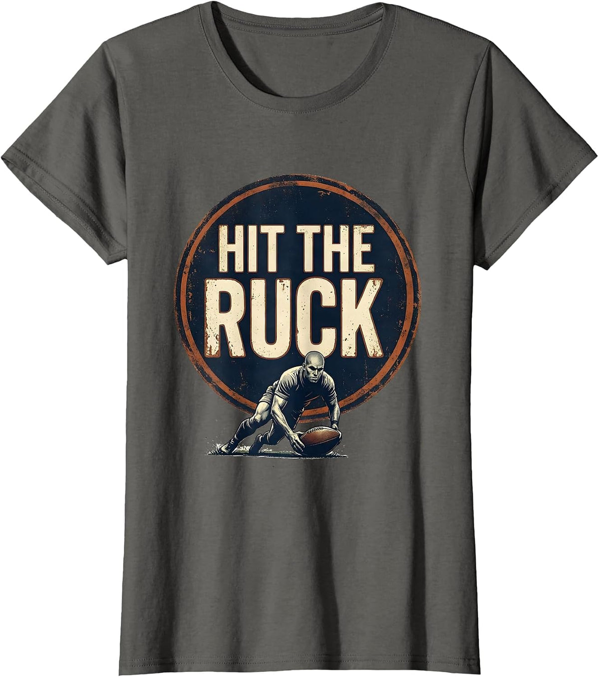 Women's Hit The Ruck Vintage Rugby Player Coach Fan Humor T-Shirt - Asphalt Grey
