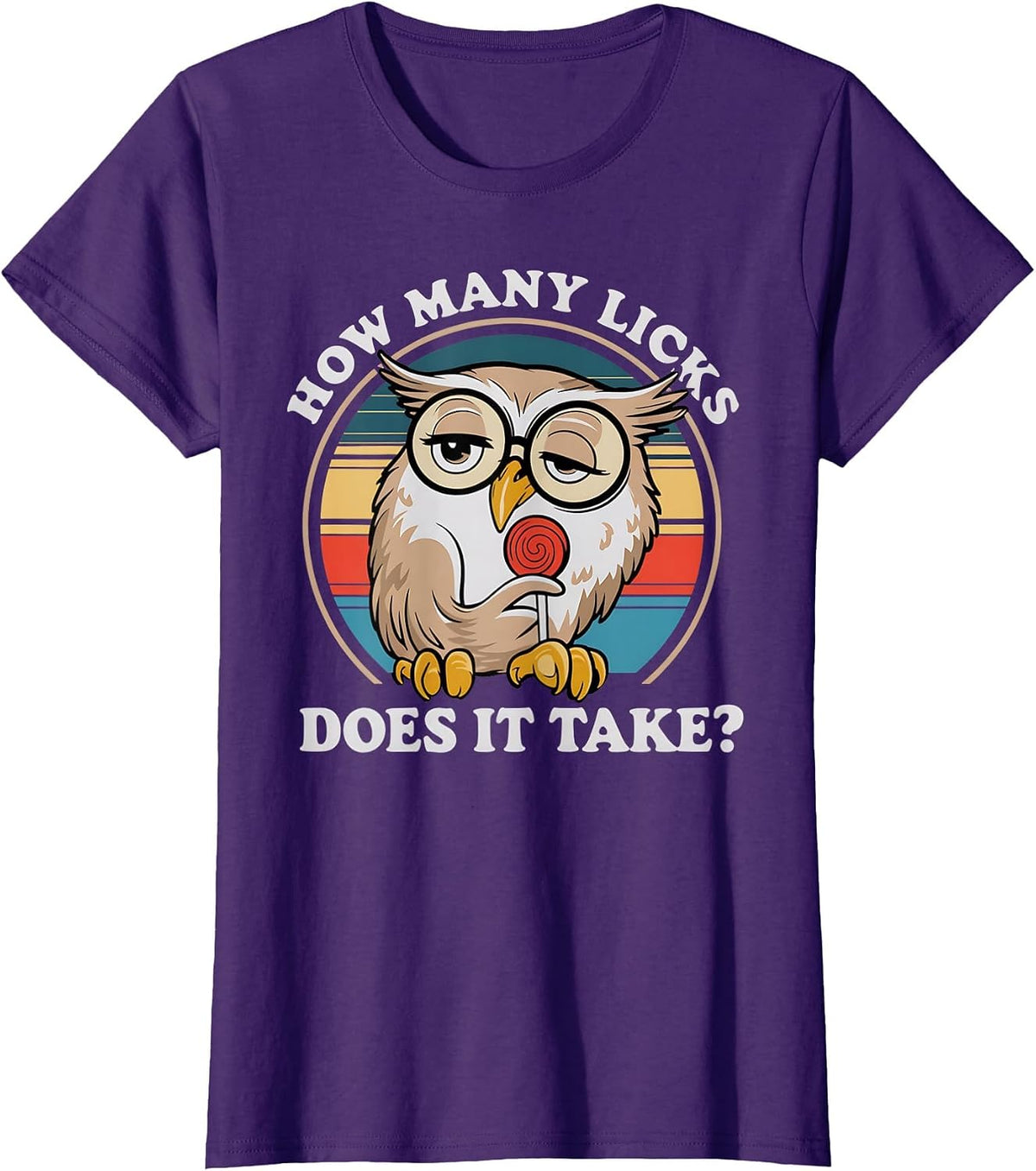 How Many Licks Does It Take Owl Lovers T-Shirt - Purple