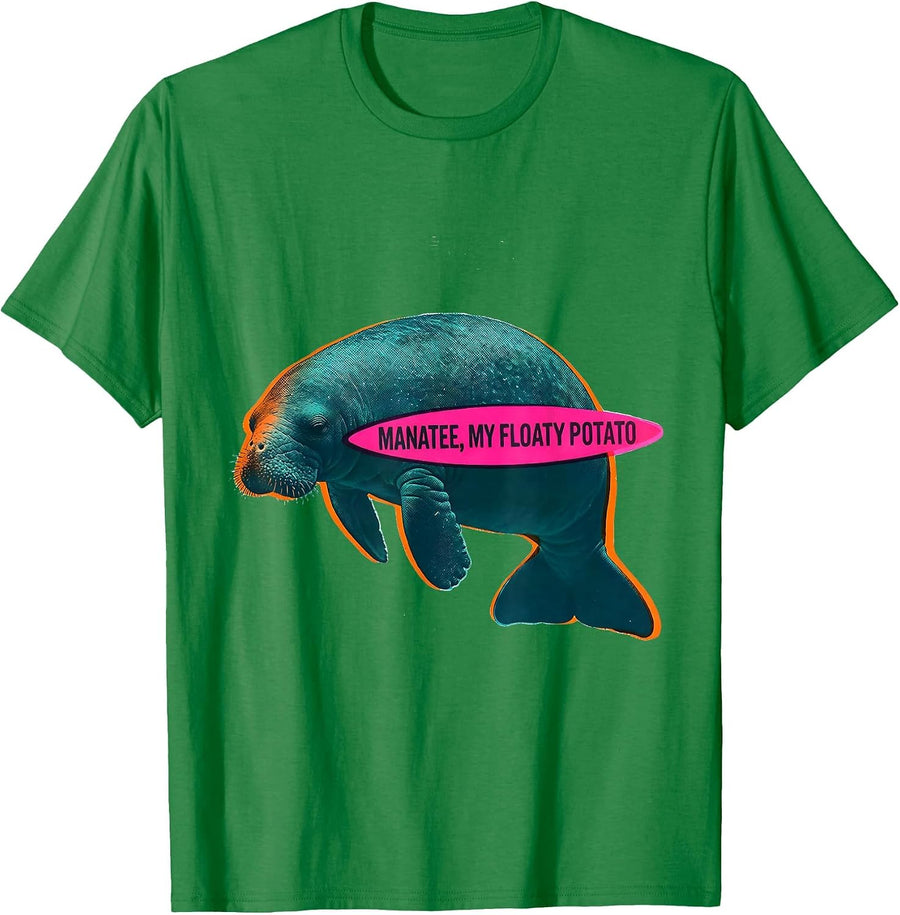 Men's Manatee My Floaty Potato Funny Sea Cow Lover Humor T-Shirt - Kelly Green