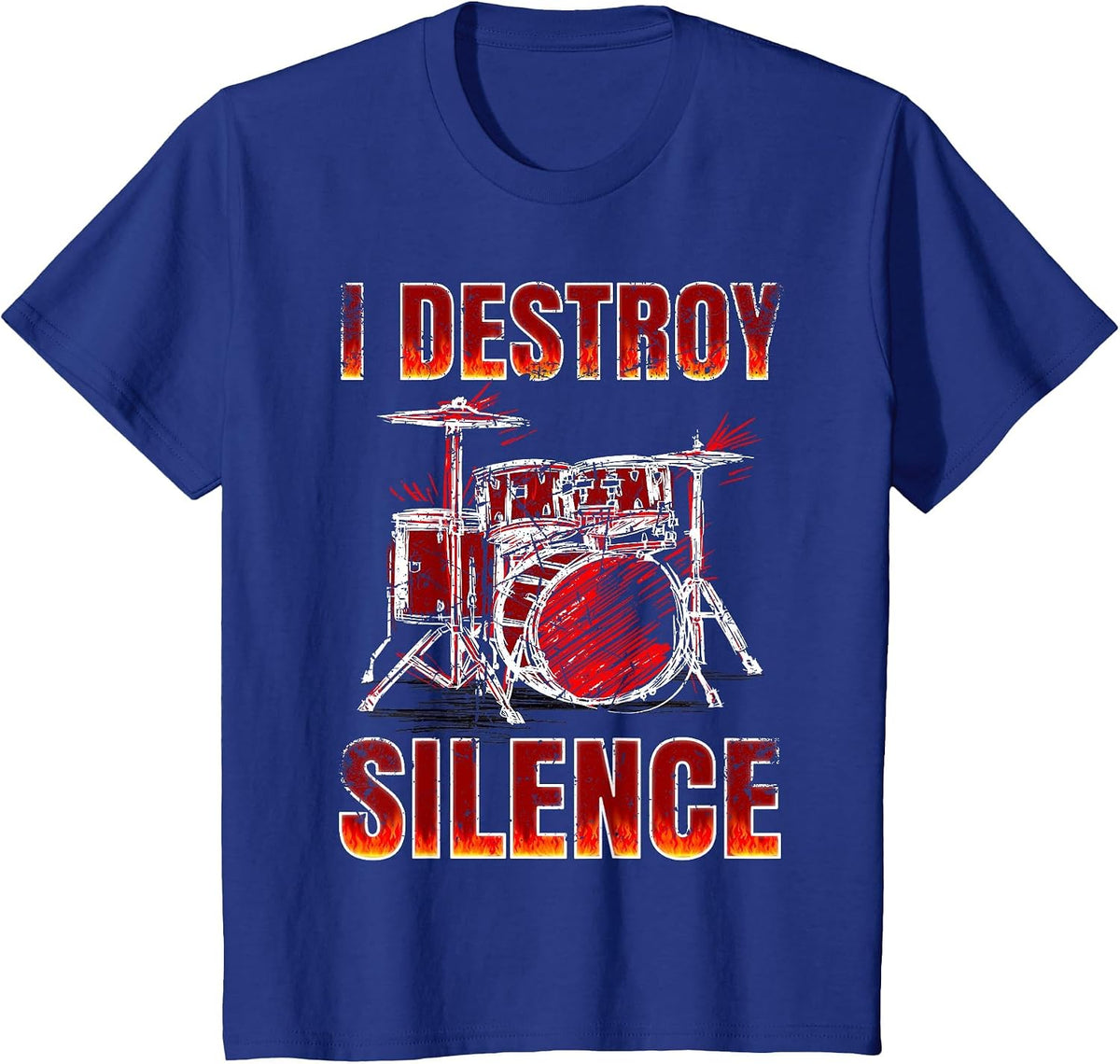 Drummer. Percussion. I Destroy Silence. T-Shirt - Royal Blue