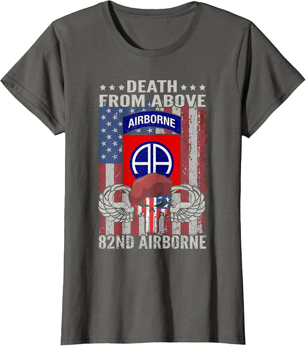 Death from Above USA 82nd Airborne Division Veteran T-Shirt - Asphalt Grey