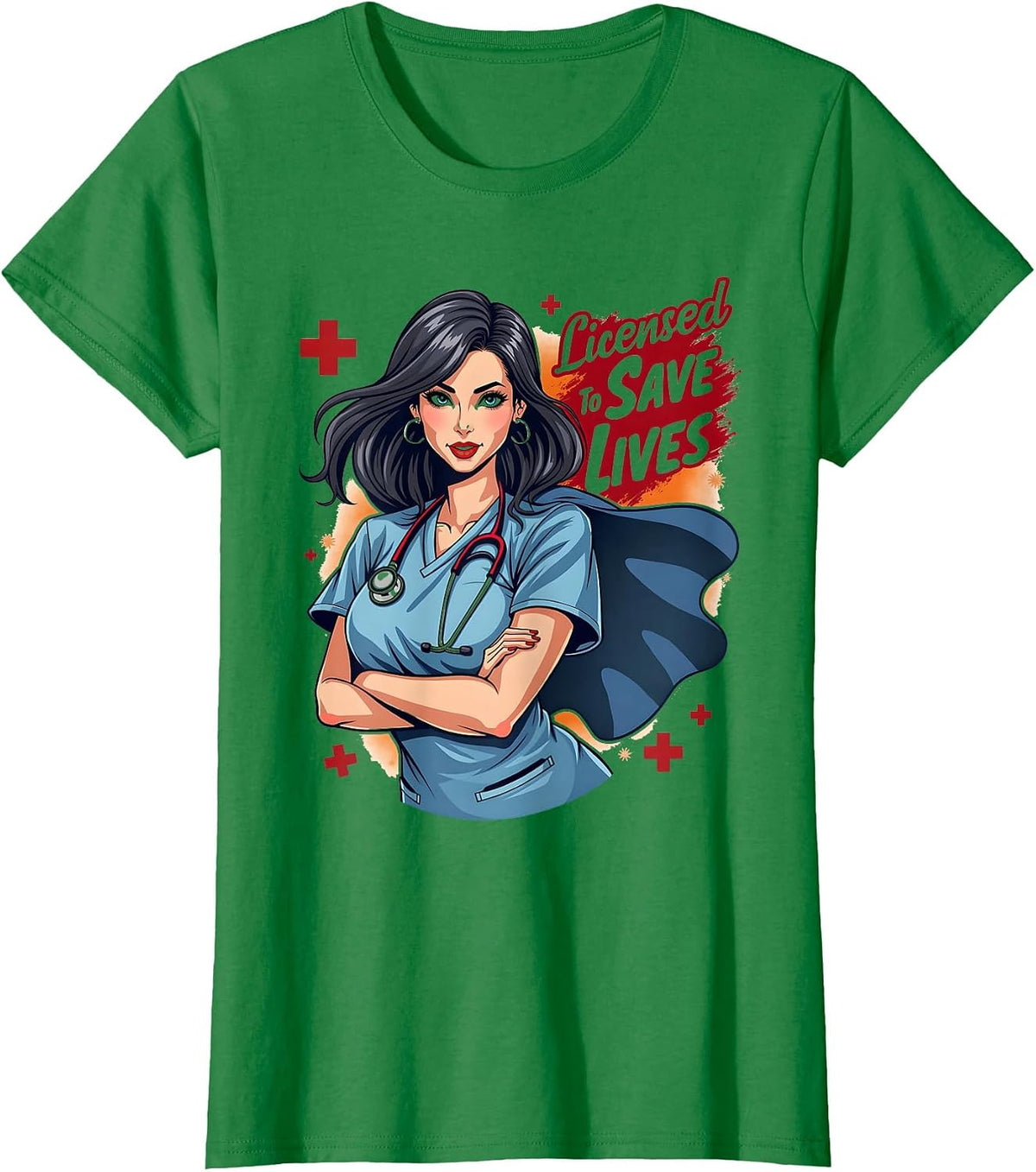 Licensed To Save Lives Registered Nurse Design T-Shirt - Kelly Green