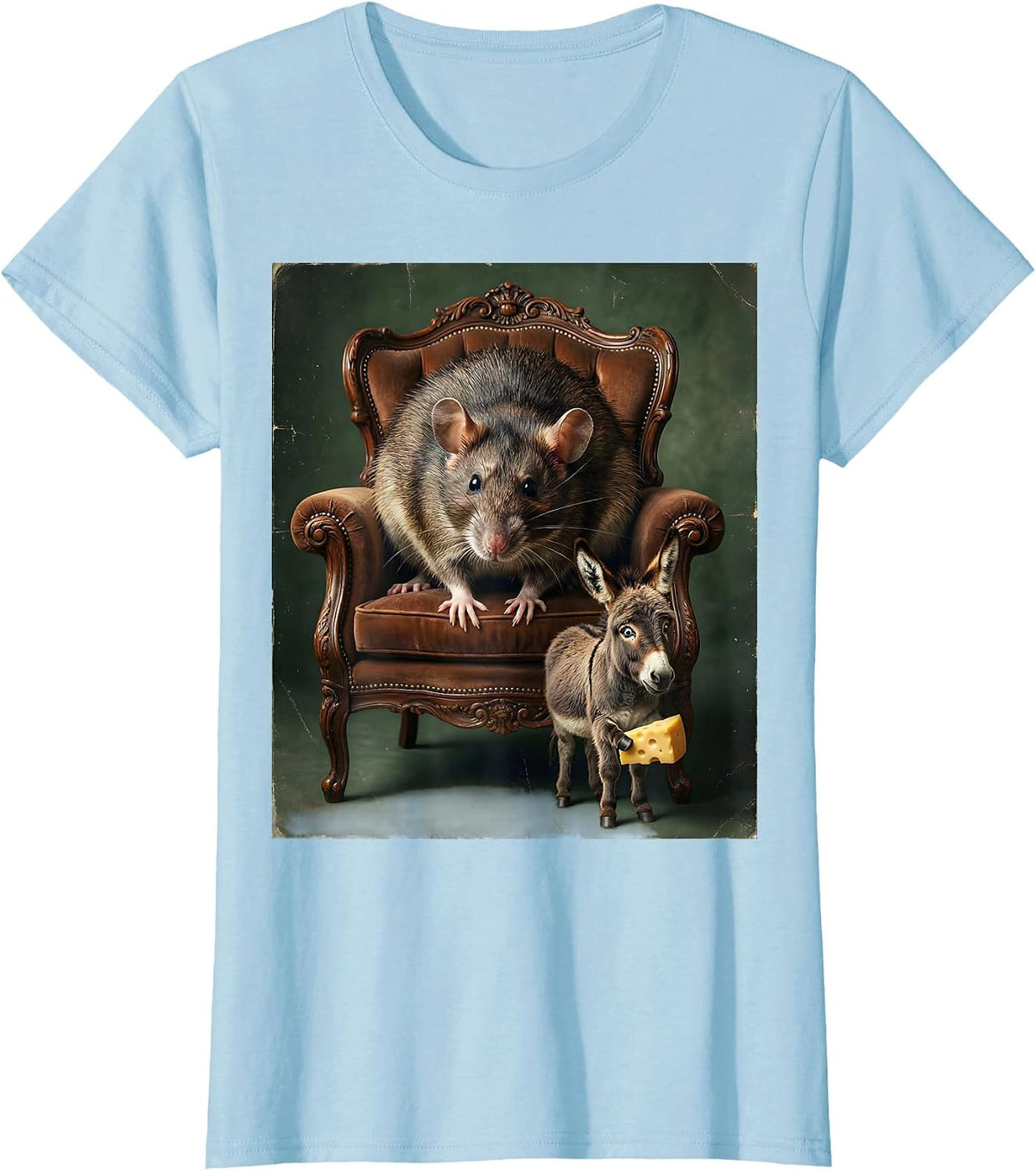 Vintage Rat Donkey Funny Animal Humor T-Shirt - Baby Blue