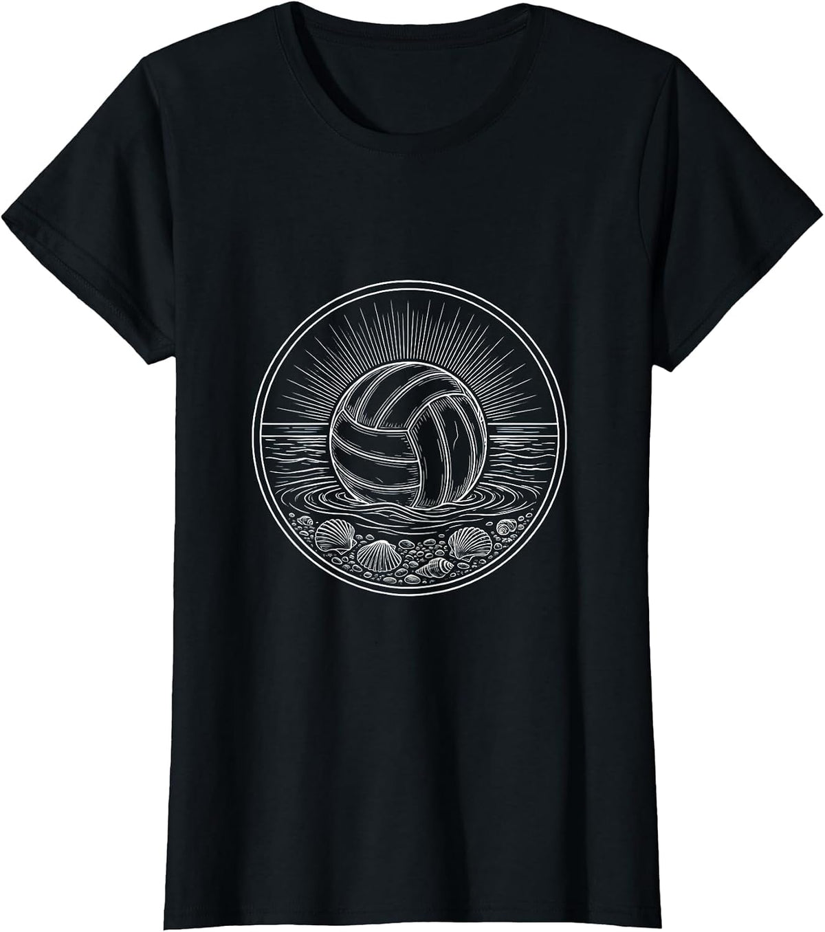 Sun-Bleached Volleyball on the Shoreline T-Shirt - Black