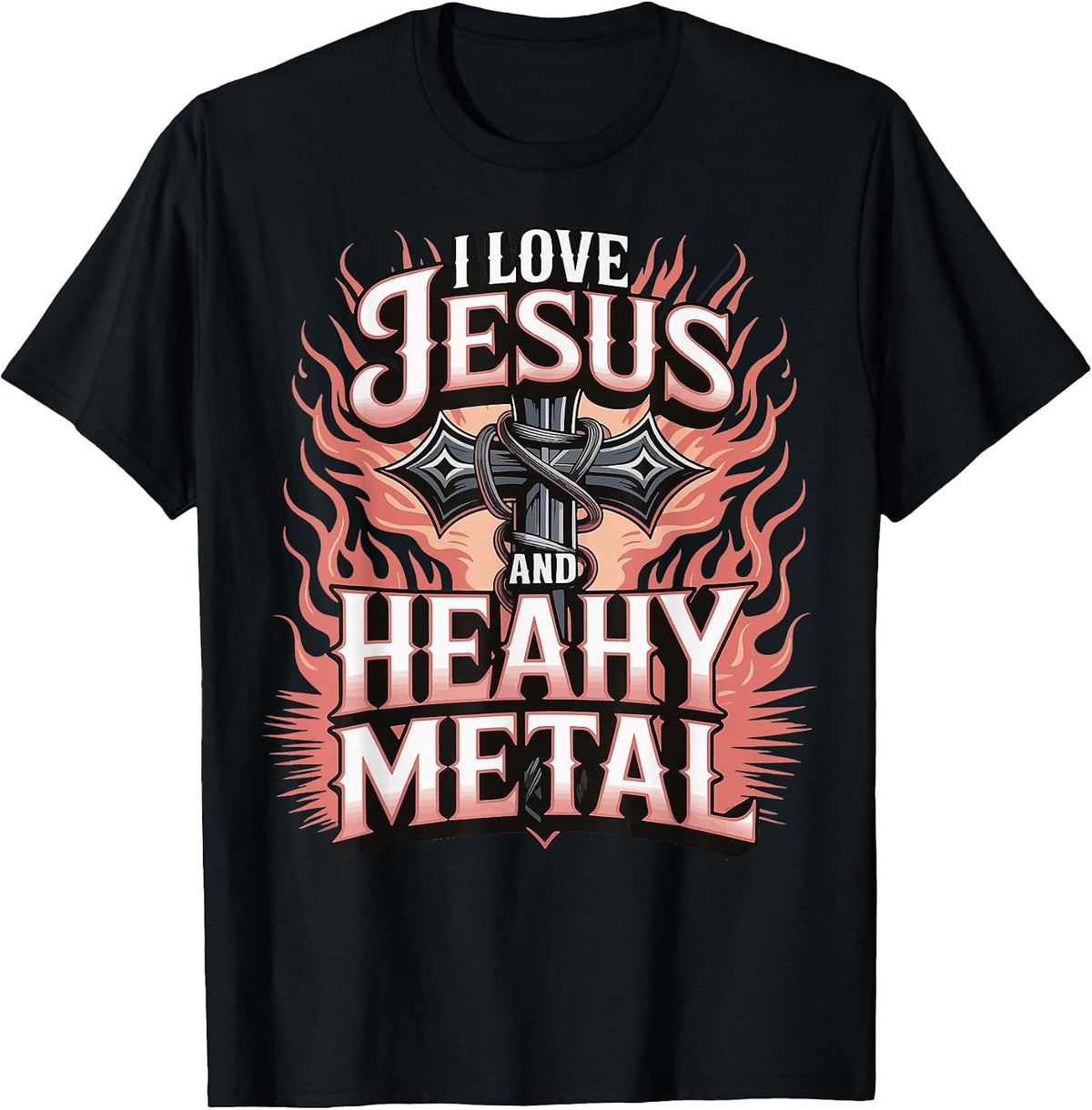 I Love Jesus and Heavy Metal T-Shirt - Black