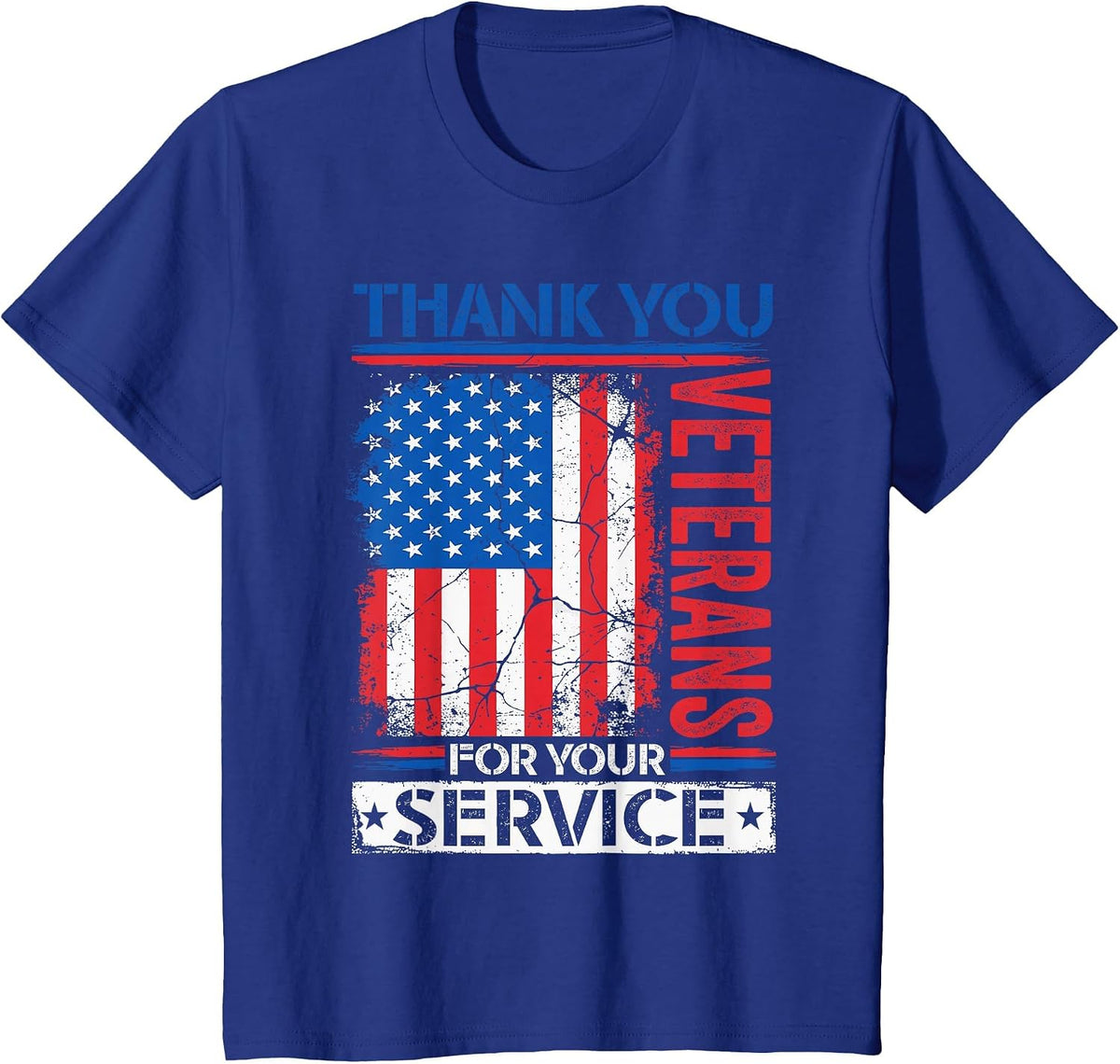 Thank You Veterans American Flag Patriotic Men Women T-Shirt - Royal Blue